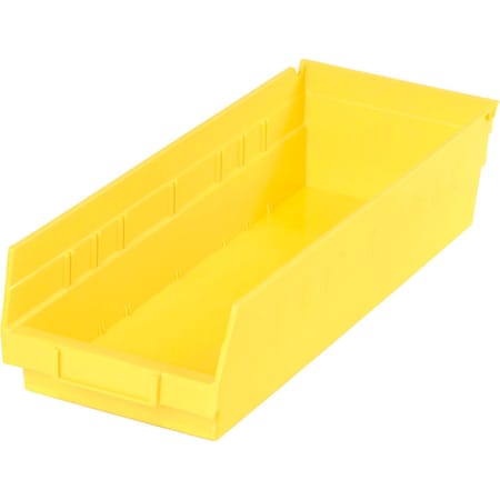Global Industrial Shelf Storage Bin, Polypropylene, Yellow, 4 in H, 6-5/8 in W 184840YL